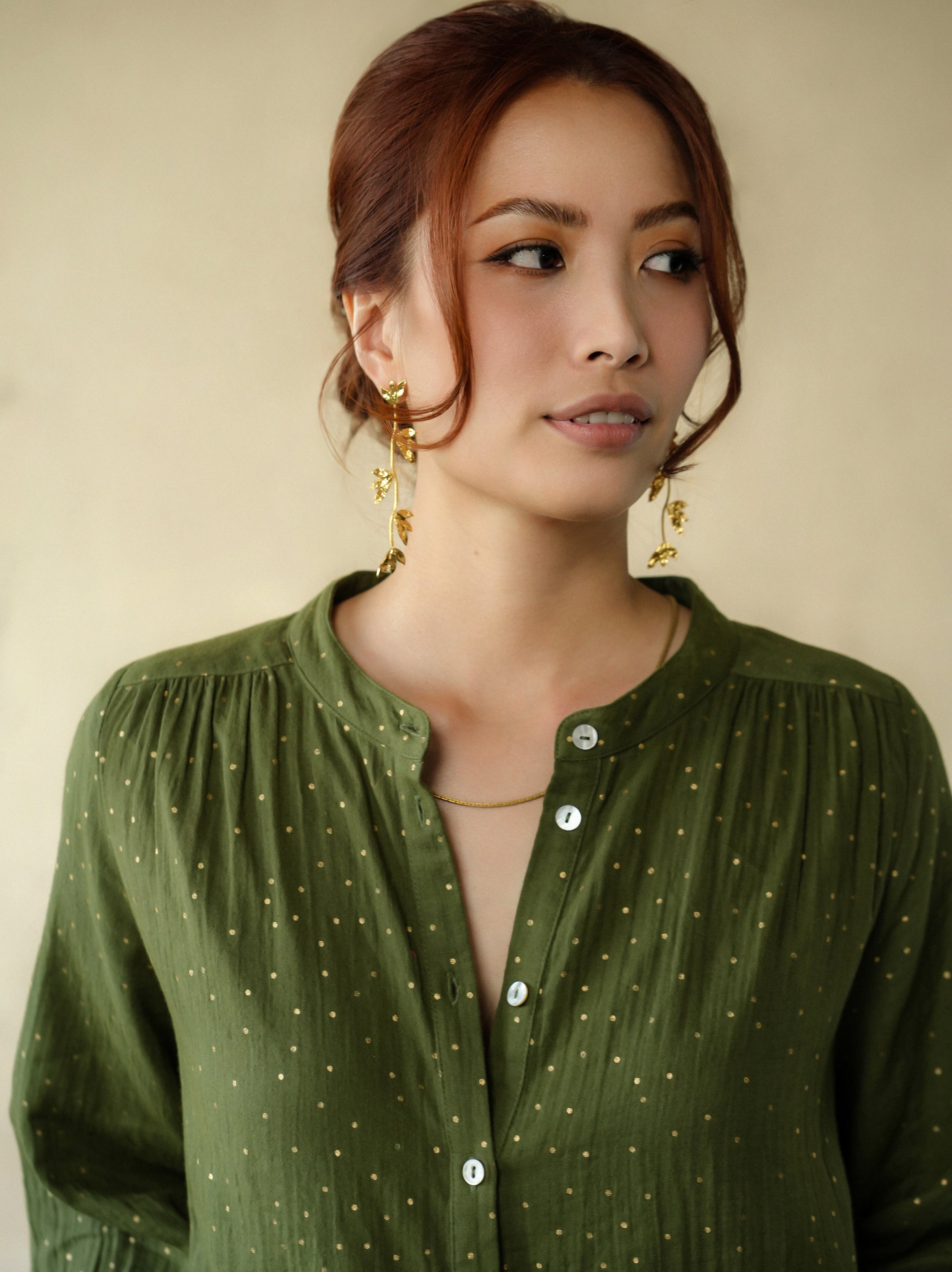 Ines Gold Dots Khaki